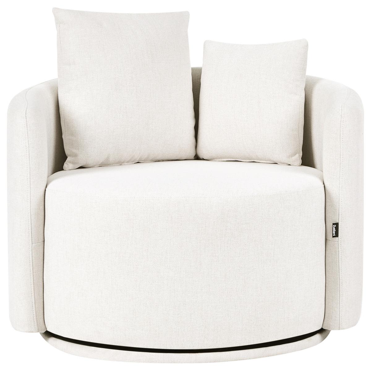 DREHSESSEL Stoff Cremeweiß Ennora - Weiß, Textil (88/67/82cm) - Beliani