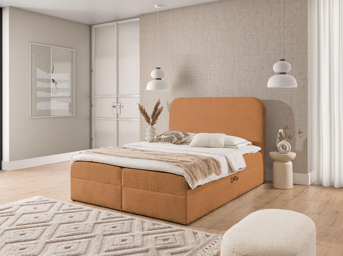 BOXBETT Bineta In überlänge - Braun, Holzwerkstoff/Textil (140/220cm) - Fun Möbel