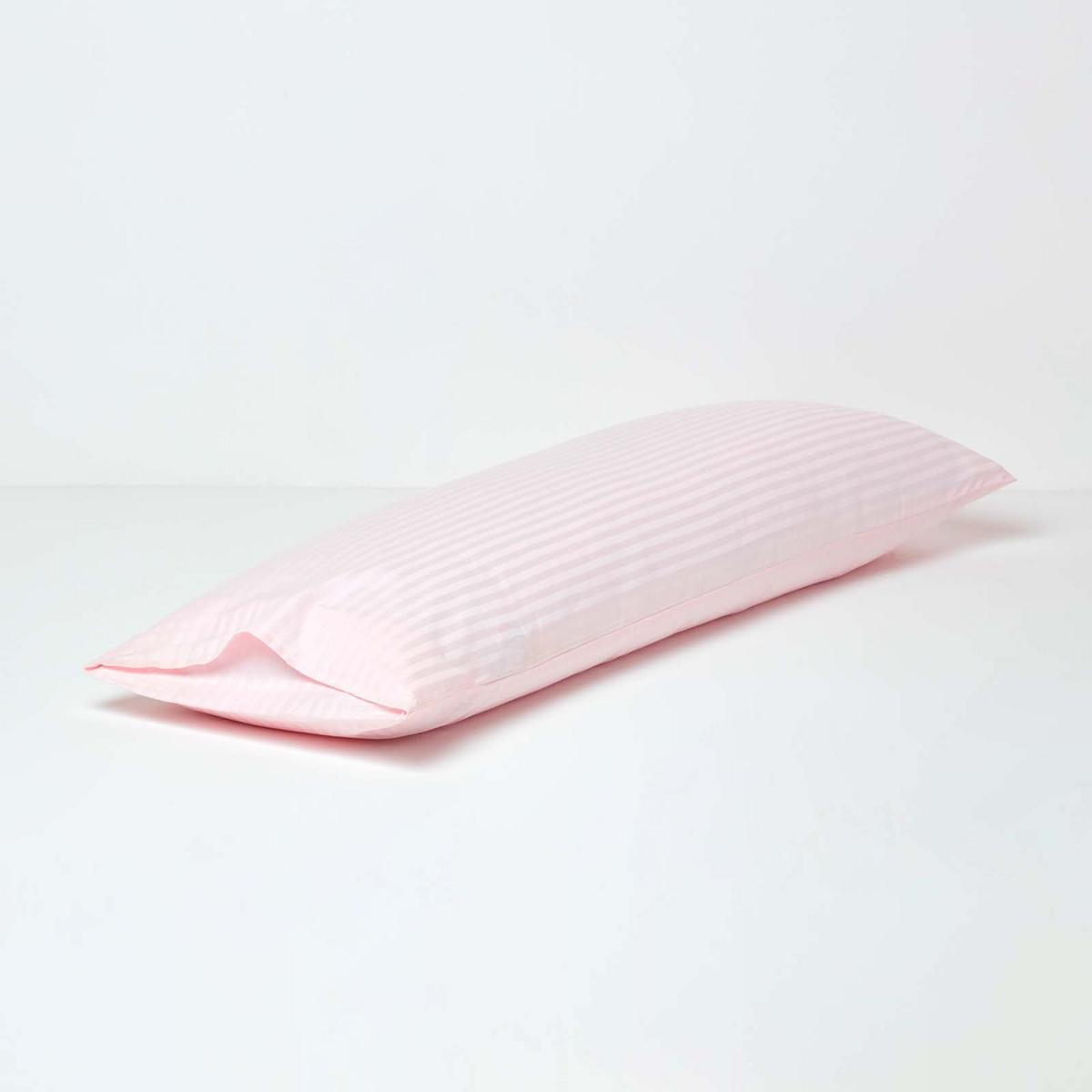 SEITENSCHLÄFERKISSENBEZUG Damast-Streifen, 48/136 cm - Rosa, Textil (50/140cm) - Homescapes