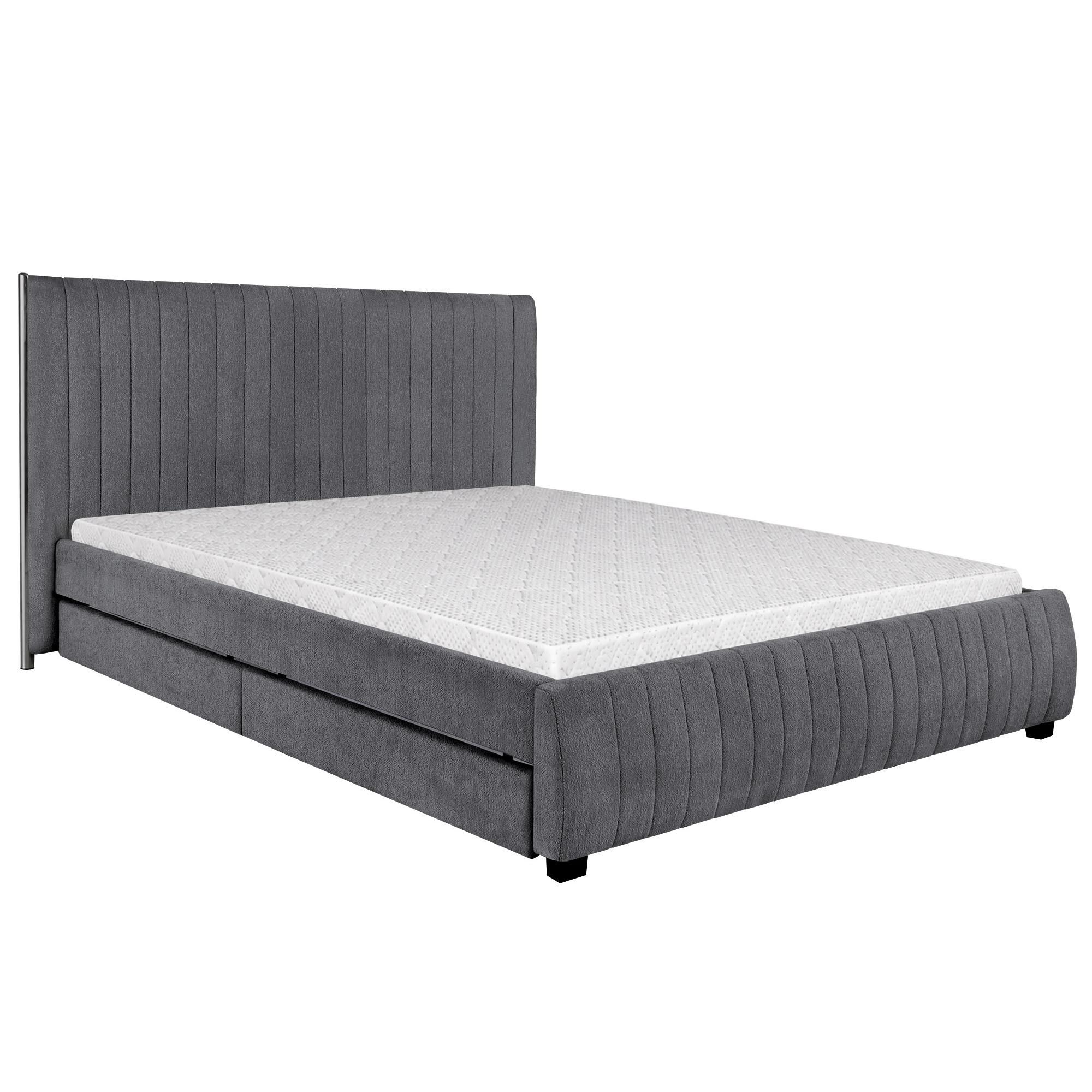 POLSTERBETT Calma mit Schaumstoffmatratze 10 cm, 2 Bettkastenschubladen, 160x200 cm, Bouclé-Stoff, Dunkelgrau - Dunkelgrau, Textil (160/200cm) - Beautysofa