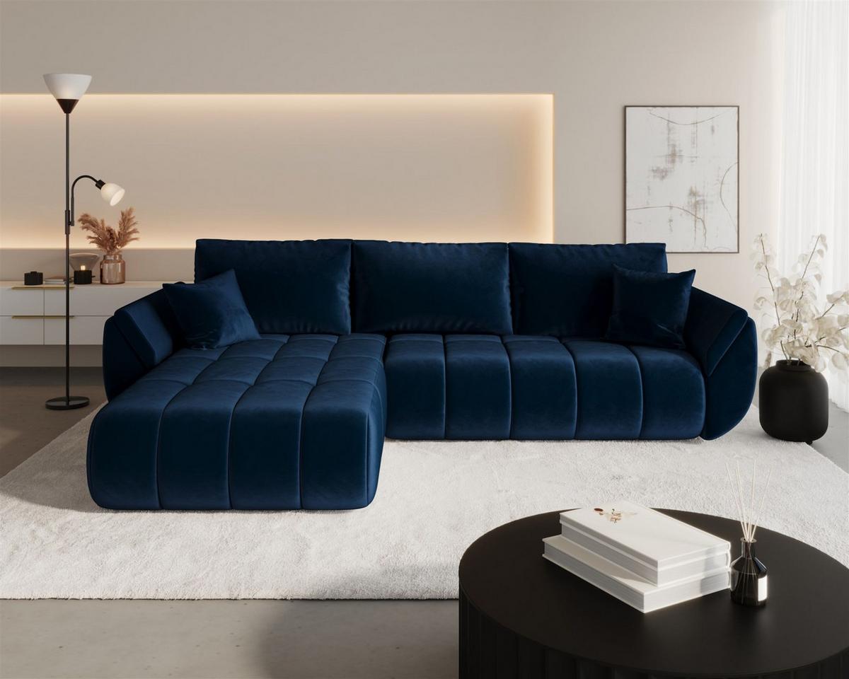 ECKSOFA Misato In Monolith - Dunkelblau, Holzwerkstoff/Textil (175/280cm) - Fun Möbel