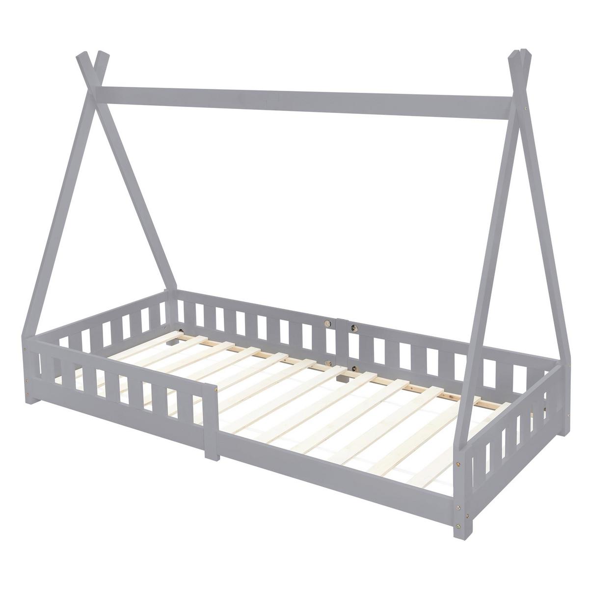 KINDERBETT Tipi 90x200 cm Hellgrau - Hellgrau, Holz (90/200cm) - ML-DESIGN