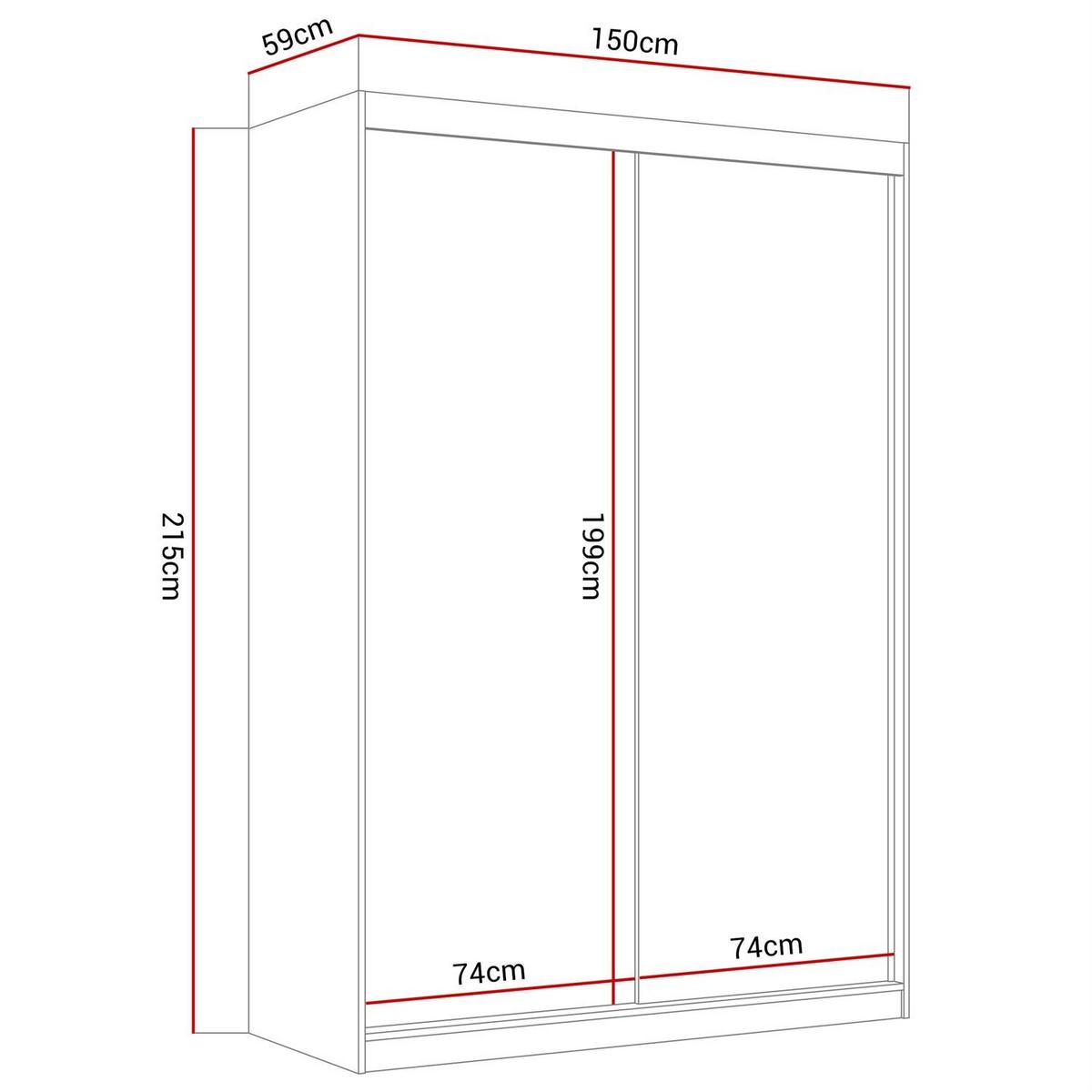 KLEIDERSCHRANK CAMARO II PLUS Kaschmir mit Spiegel 150 cm - Kaschmir, Holzwerkstoff (150/215/59cm) - Lookway