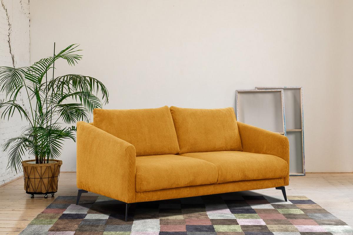 SOFA VILT 2,5-Sitzer, honig - Schwarz/Honig, Holzwerkstoff/Textil (202/89/94cm) - Wozimo
