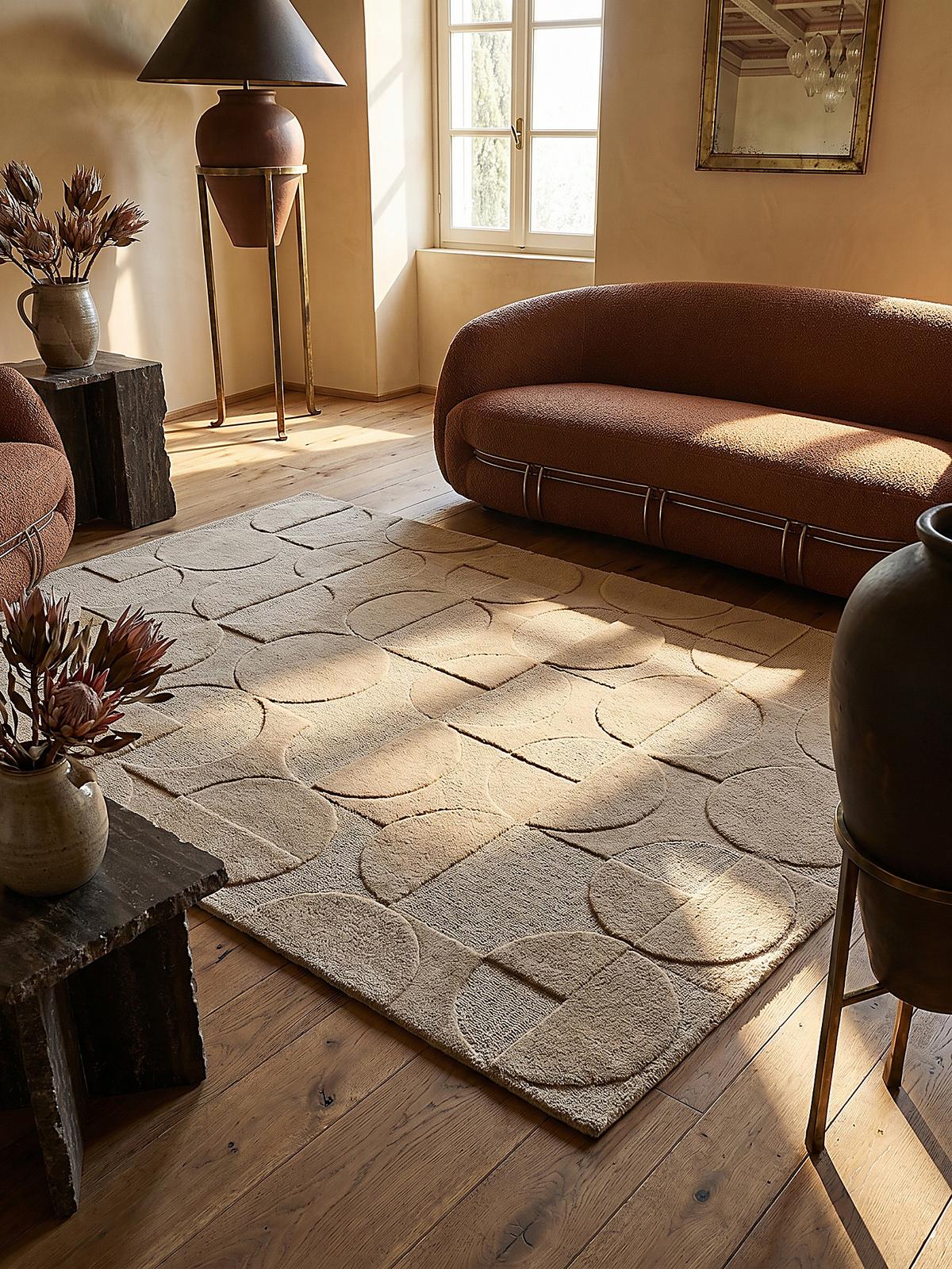 WOLLTEPPICH DEBEN, geometrisch, aus Wolle, Natur, 60 x 230 cm - Braun, Textil (230/60cm) - KADIMA DESIGN
