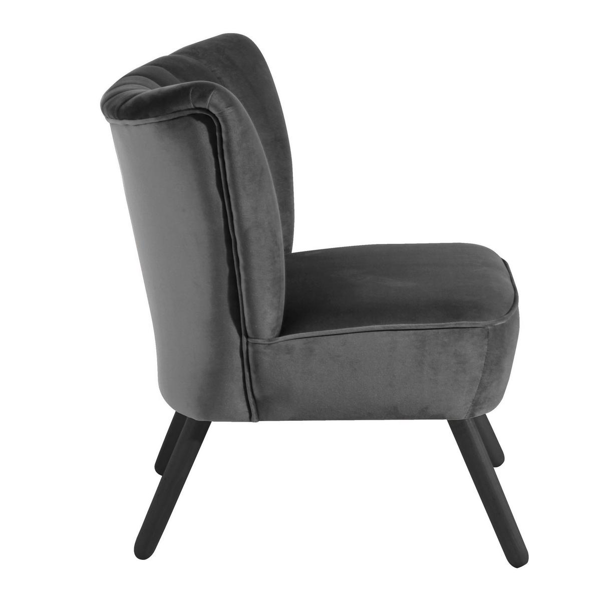 SESSEL Kadisha Bezug Samtvelours Buche schwarz lackiert / anthrazit - Anthrazit, Kunststoff (70/80/66cm) - 58aufmkessel