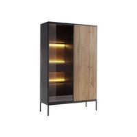 VITRINE Sento WTSZ104 - Eiche Wotan/Schwarz, Holzwerkstoff/Metall (104/166/39cm) - MIRJAN24