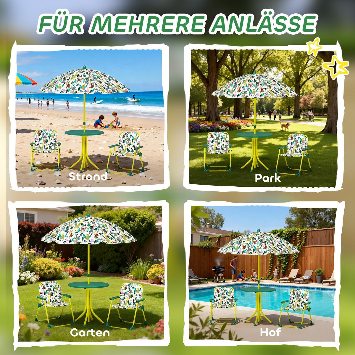 KINDER-GARTENMÖBEL Stahl Kunststoff Grün - Grün, Textil/Metall - AIYAPLAY