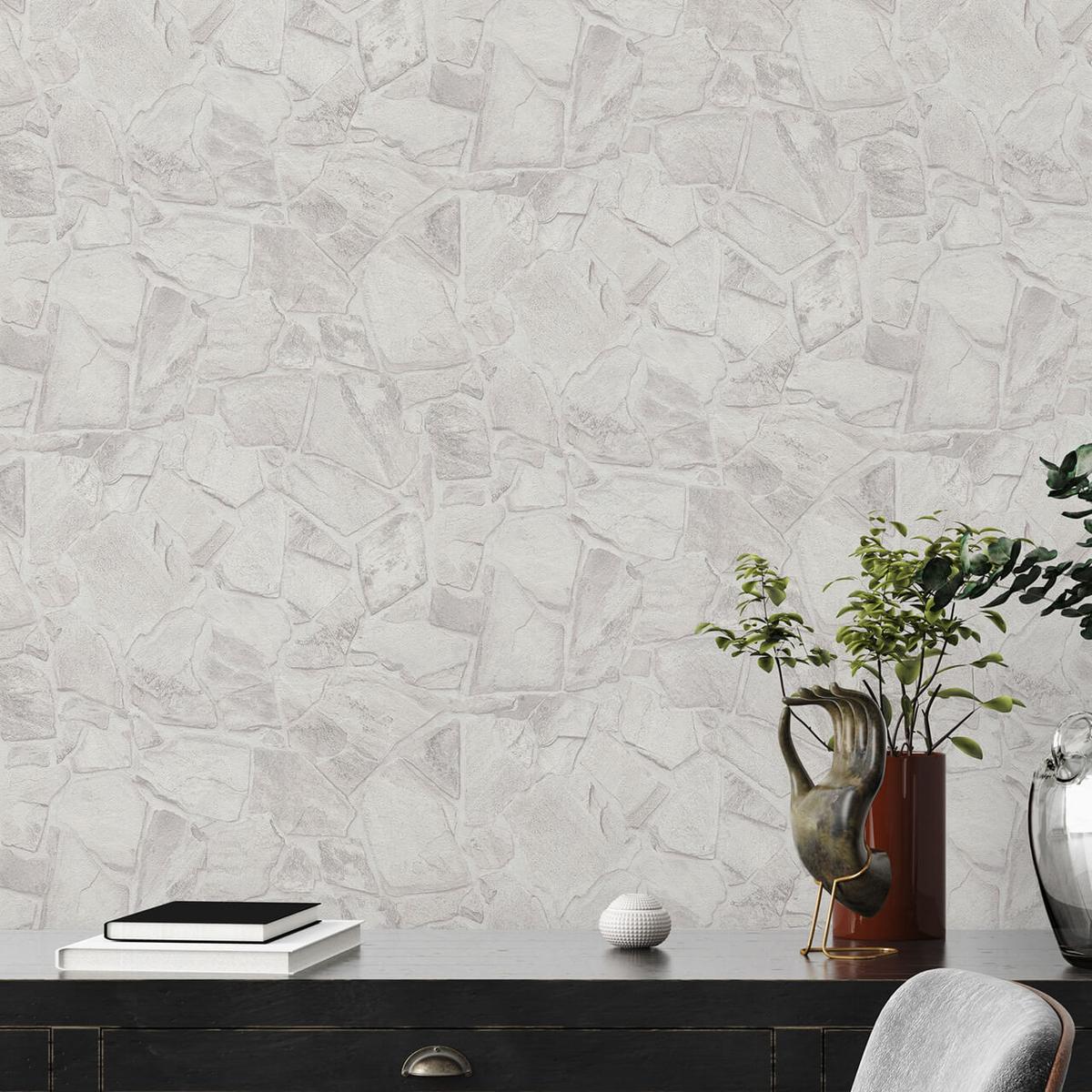 VLIESTAPETE Grau 53/1005 cm - Weiß, Textil (53/1cm) - KUNSTLOFT