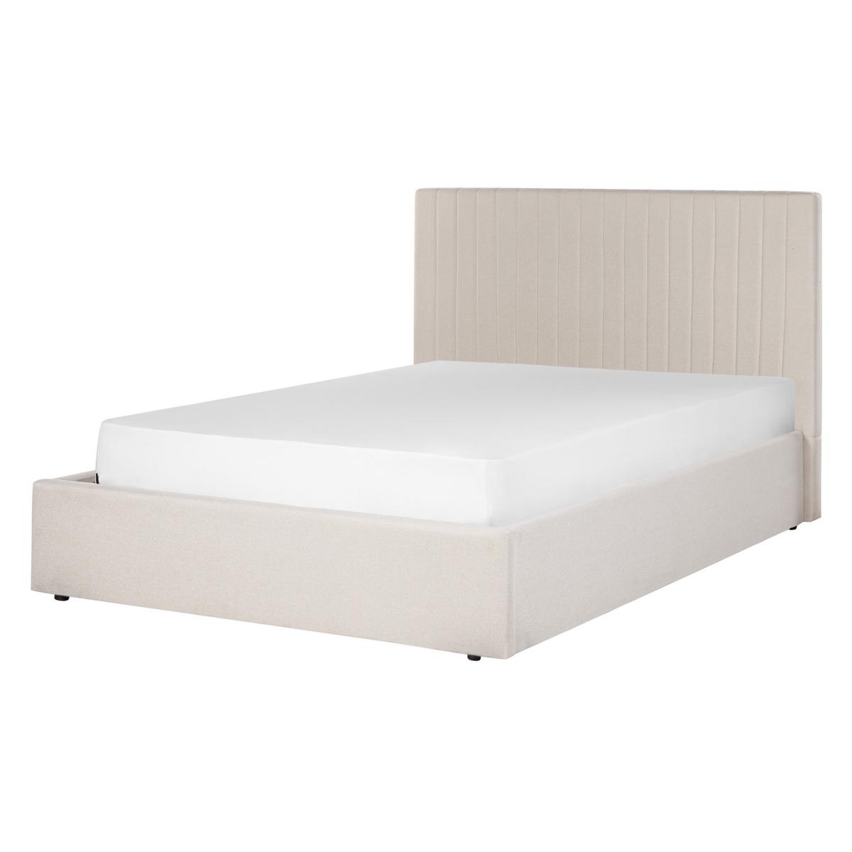 BETT mit Stauraum 140/200 cm Stoff Hellbeige Vion - Beige, Textil (140/200cm) - Beliani