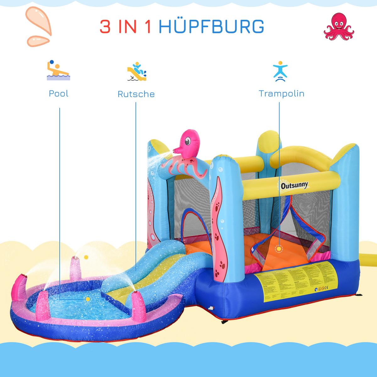 HÜPFBURG - Multicolor, Kunststoff (175/360cm) - Outsunny