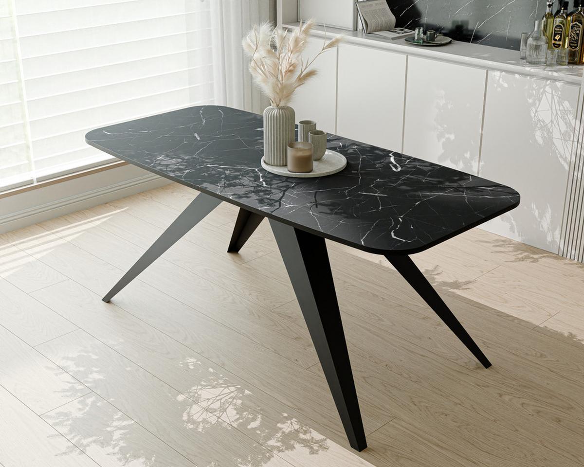 AUSZIEHTISCH FENTO 160/80/76 cm, Schwarz / Grigia Pietra (Steingrau) - Schwarz/Grau, Holzwerkstoff/Metall (80/160/76cm) - Idohome