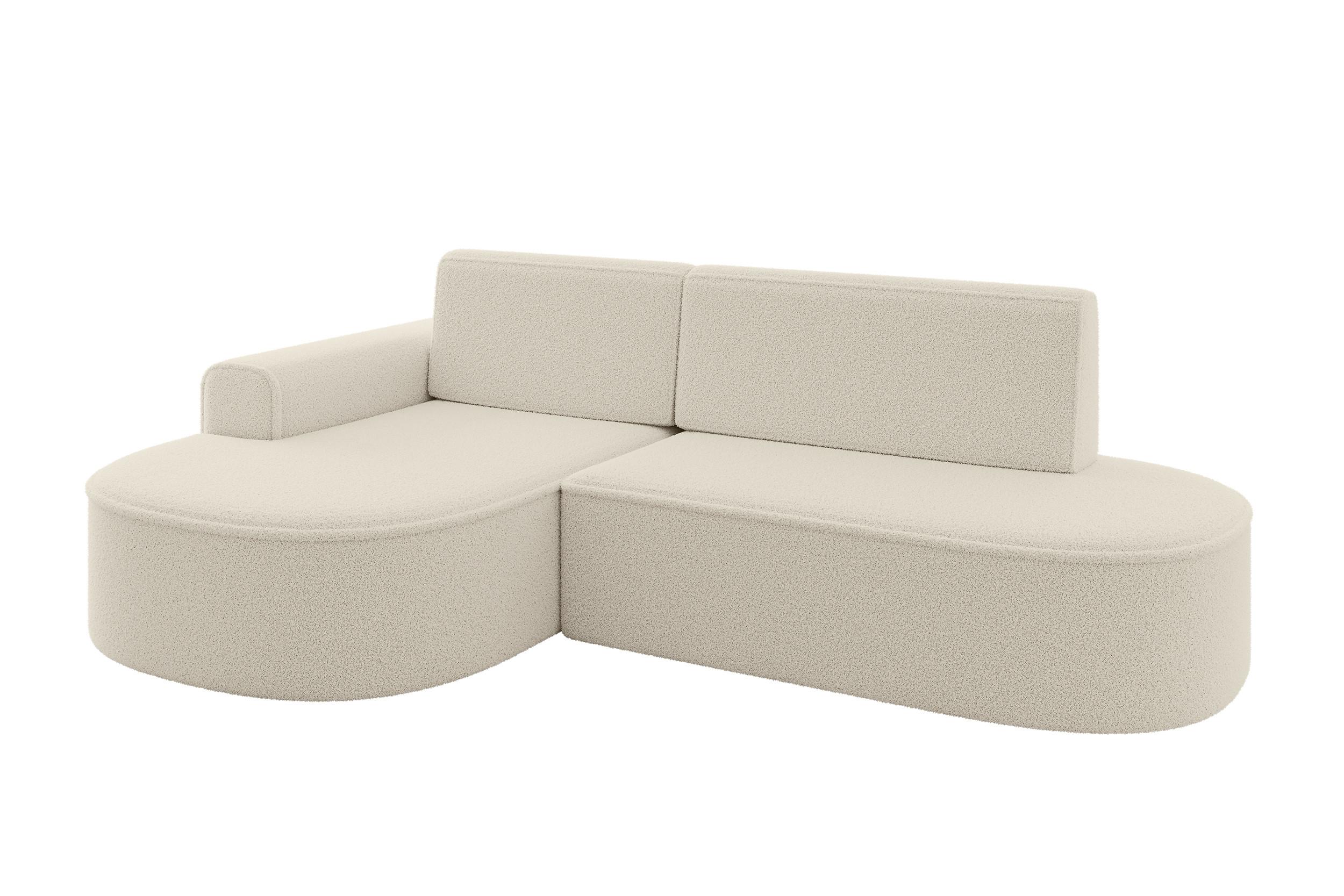 ECKSOFA mit Schlaffunktion und Bettkasten Ottomane Links MARI-L1-S - 283x167x73 cm Beige Bouclé - Beige/Schwarz, Holzwerkstoff/Kunststoff (283/167cm) - ALTDECOR