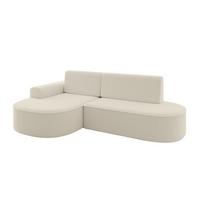 ECKSOFA mit Schlaffunktion und Bettkasten Ottomane Links MARI-L1-S - 283x167x73 cm Beige Bouclé - Beige/Schwarz, Holzwerkstoff/Kunststoff (283/167cm) - ALTDECOR