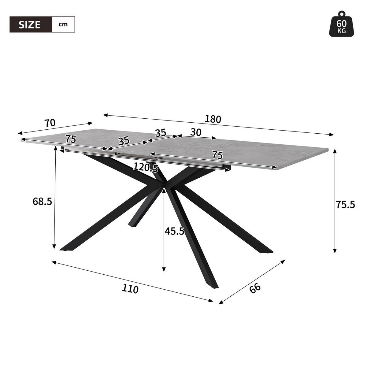 ESSTISCH ausziehbar 150–180 cm in Marmor-Optik - Naturfarben, Holzwerkstoff (70/180/76cm) - Urban Meuble