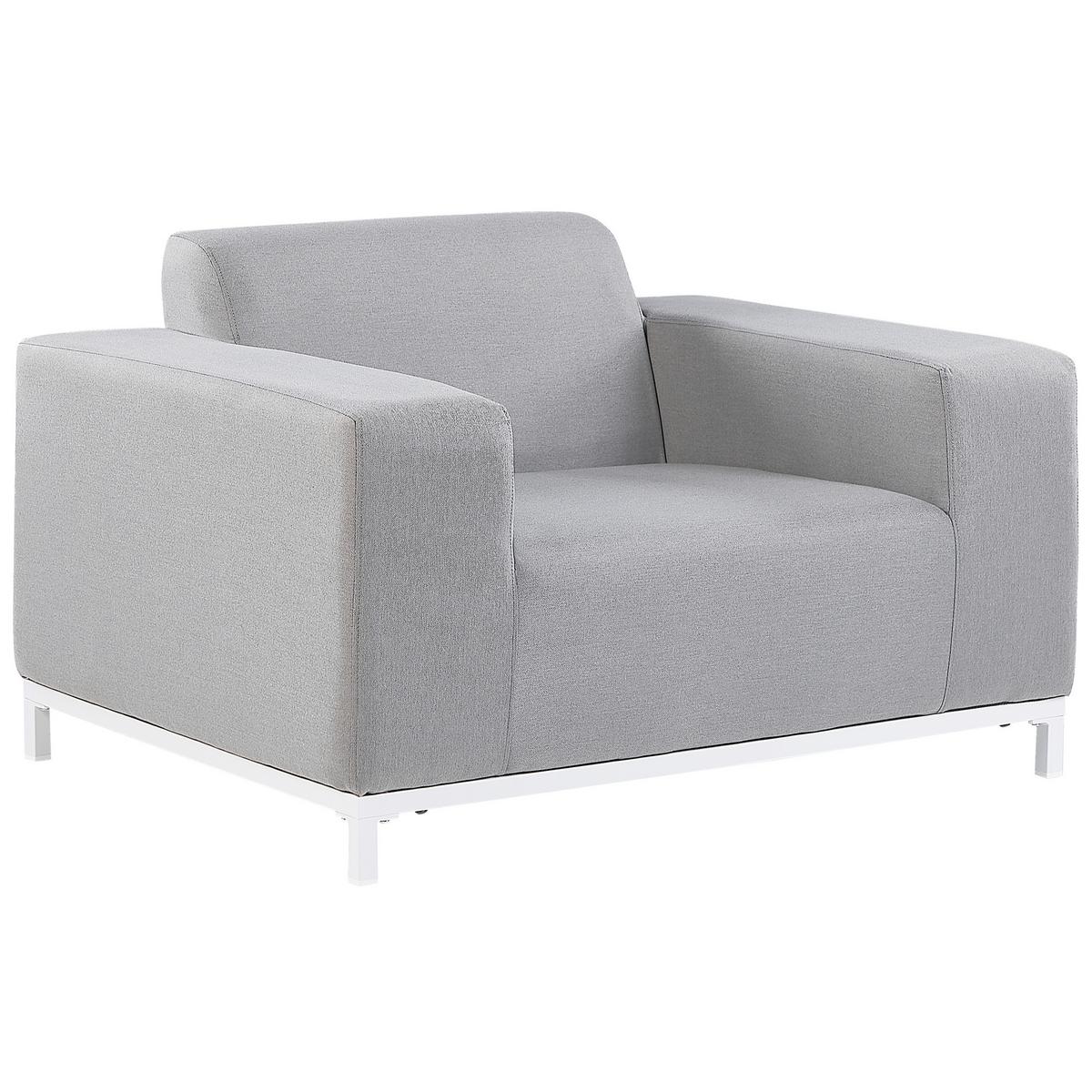 LOUNGE SET 5-Sitzer hellgrau/weißes Gestell Rovigo - Weiß/Grau, Textil - Beliani
