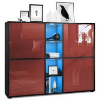 HIGHBOARD Cuba Türen in Bordeaux Hochglanz - Bordeaux, Holzwerkstoff (130.5/105.5/35.5cm) - Vladon