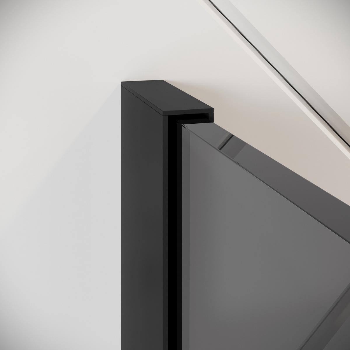 DUSCHWAND Rizani - 100 x 200 cm - Schwarz - Walk-In Duschabtrennung aus Rauchglas - Anthrazit/Schwarz, Glas (100/200cm) - Badplaats