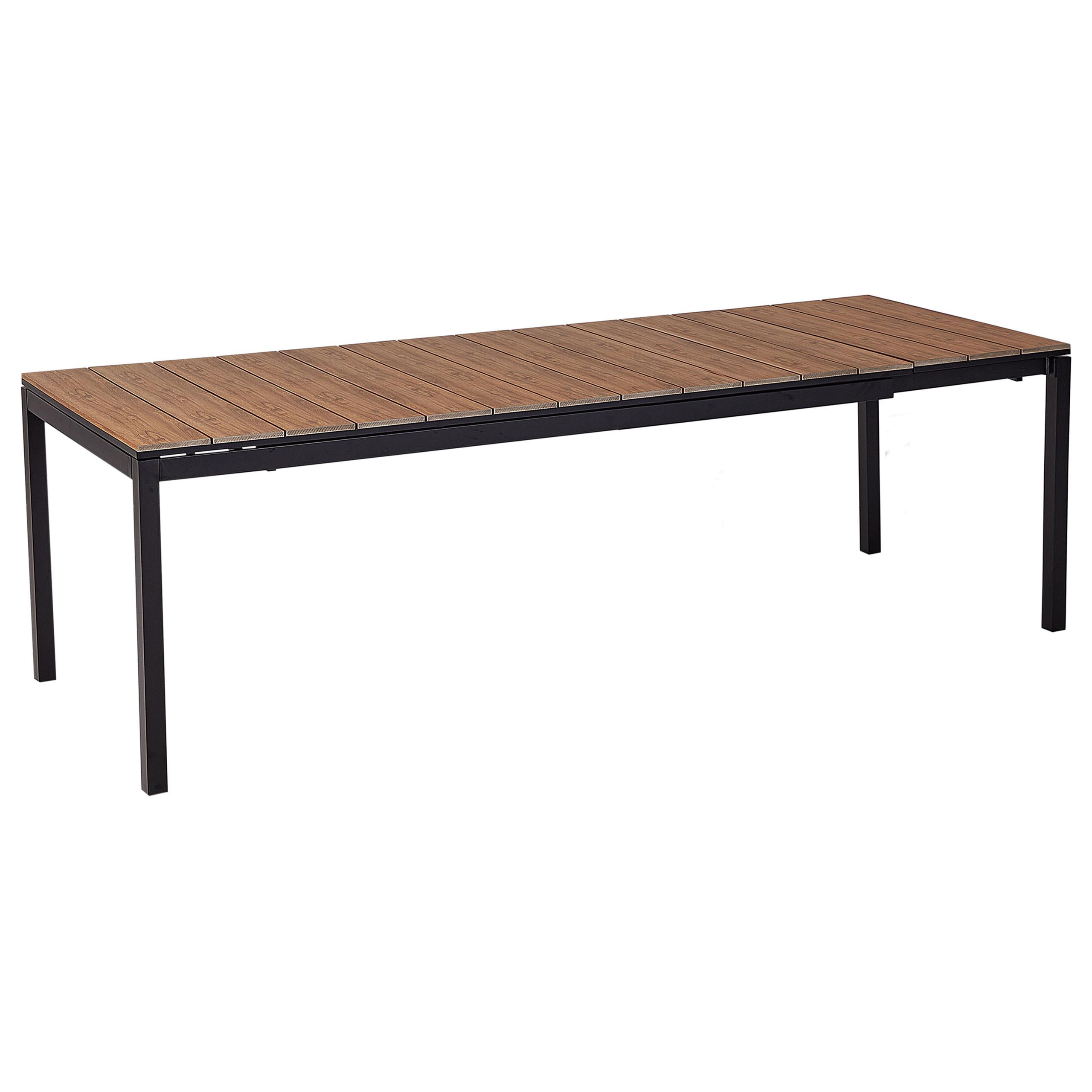 GARTENTISCH Heller Holzfarbton Tofane - Hellbraun/Schwarz, Metall (198/90/77cm) - Beliani