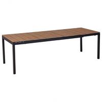 GARTENTISCH Heller Holzfarbton Tofane - Hellbraun/Schwarz, Metall (198/90/77cm) - Beliani