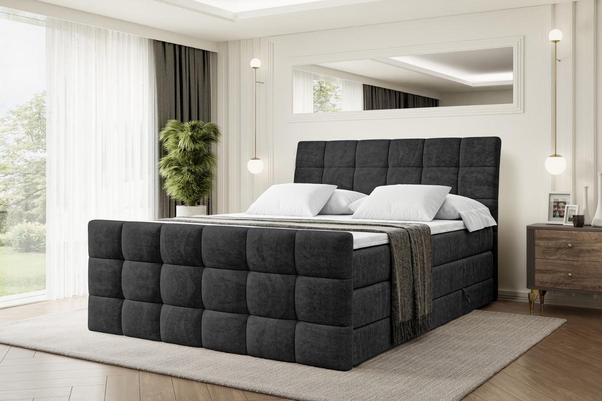 BOXSPRINGBETT BRUGO-Z KING - 180 x 200 - H3/H4 - Schwarz - Schwarz, Holzwerkstoff (180/200cm) - ALTDECOR