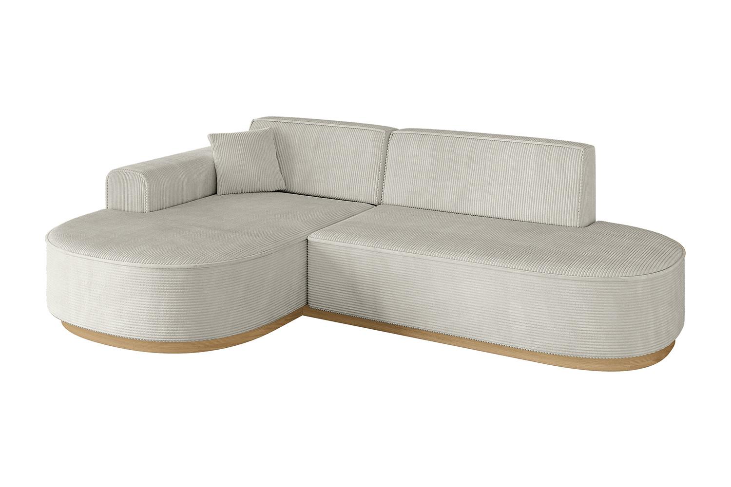 ECKSOFA Ottomane Links MARI-L1-v2 - 243x171x83 cm Creme Cord - Hellgrau/Creme, Holzwerkstoff/Textil (243/171cm) - ALTDECOR