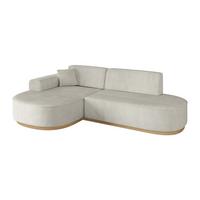 ECKSOFA Ottomane Links MARI-L1-v2 - 243x171x83 cm Creme Cord - Hellgrau/Creme, Holzwerkstoff/Textil (243/171cm) - ALTDECOR