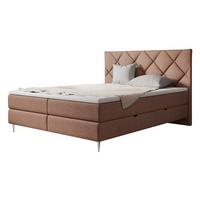 BOXBETT Letra - H3 - Chromfarben/Hellrosa, Holz/Textil (140/200cm) - MIRJAN24