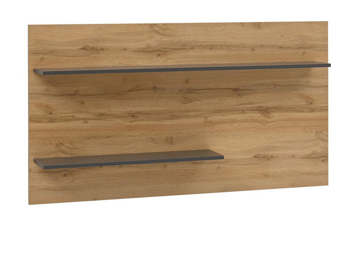 WANDPANEEL grau matt und Eiche Wotan 155 x 80 cm, Wandregal hängend - Eiche Wotan/Grau, Holzwerkstoff/Metall (155/80/20cm) - Furn.Design