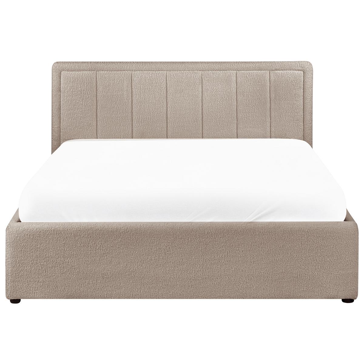 BETT mit Stauraum 140/200 cm Bouclé Taupe Montlaur - Taupe, Textil (140/200cm) - Beliani