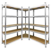 LAGERREGAL 3er Set - Silberfarben, Metall (40/180/90cm) - ECD-Germany
