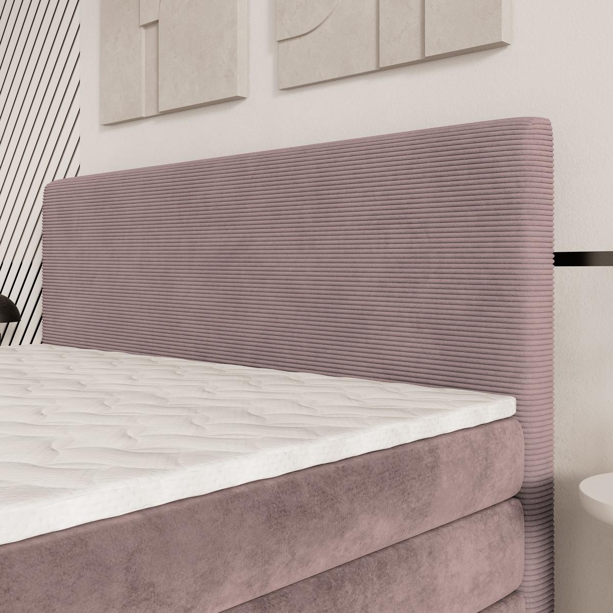 BOXSPRINGBETT MATERN 180x200 cm mit Matratze und Topper - Rosa - Rosa, Holz (180/200cm) - MASSENO