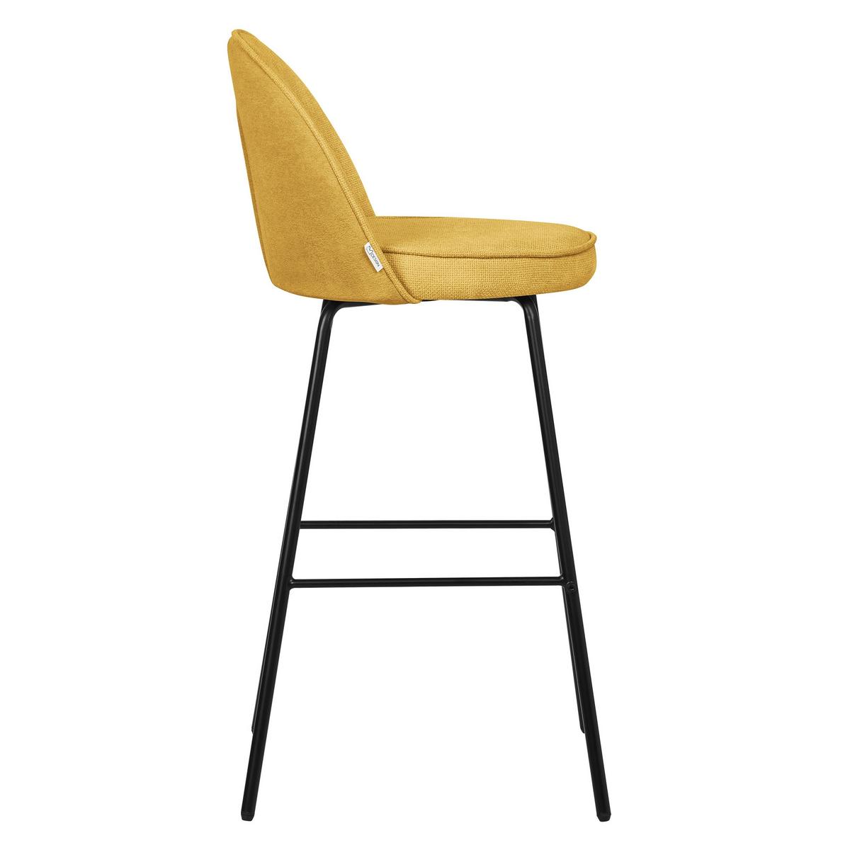 BARHOCKER 4er Set Senf mit Stoffbezug - Gelb/Schwarz, Textil/Metall (52/102/50cm) - ML-DESIGN