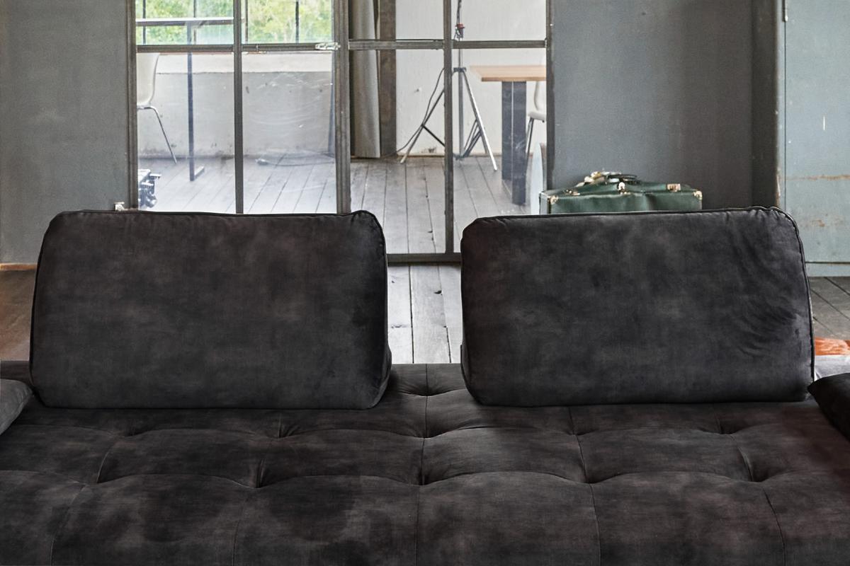 MODULSOFA MIT HOCKER WIOLO Anthrazit Velvet - Anthrazit/Silberfarben, Textil/Metall (350/80/350cm) - KAWOLA