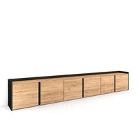 LOWBOARD, Eiche und Schwarz, 309/35/50cm - Braun, Holzwerkstoff (310/50/35cm) - Skraut Home