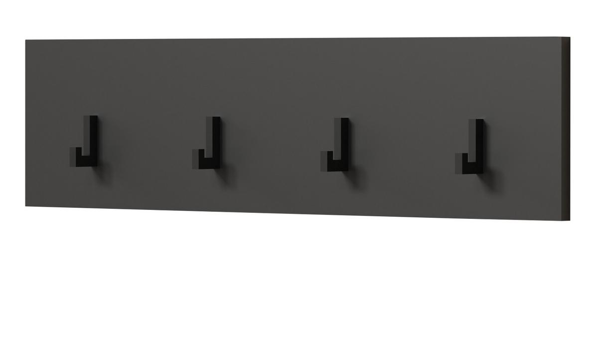 GARDEROBENLEISTE grau 80 x 20 cm, Wandgarderobe mit 4 Haken - Anthrazit/Grau, Holzwerkstoff (6/20/80cm) - Top.Furn