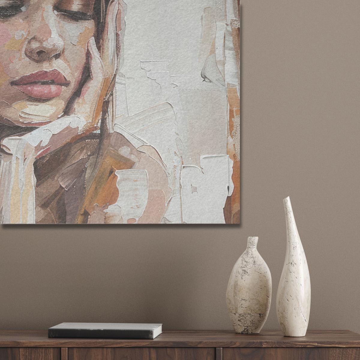 AKUSTIKBILD Frau - Lackierung - Porträt - Modern Akustikpaneele 90x60 cm - Altrosa, Kunststoff (90/60/0.9cm) - MuchoWow
