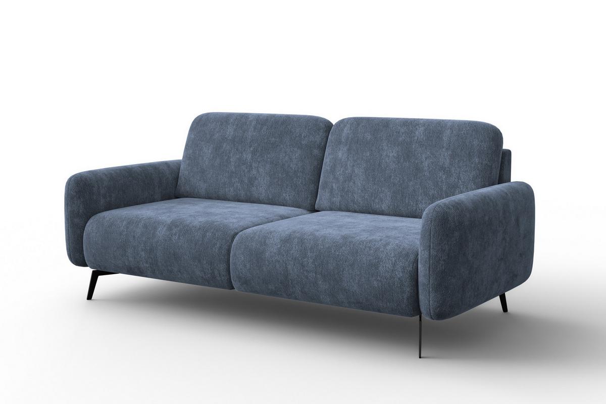 SOFA FEBE 3-Sitzer, marineblauer Chenille-Stoff - Blau/Schwarz, Holz/Textil (190/82/96cm) - Wozimo