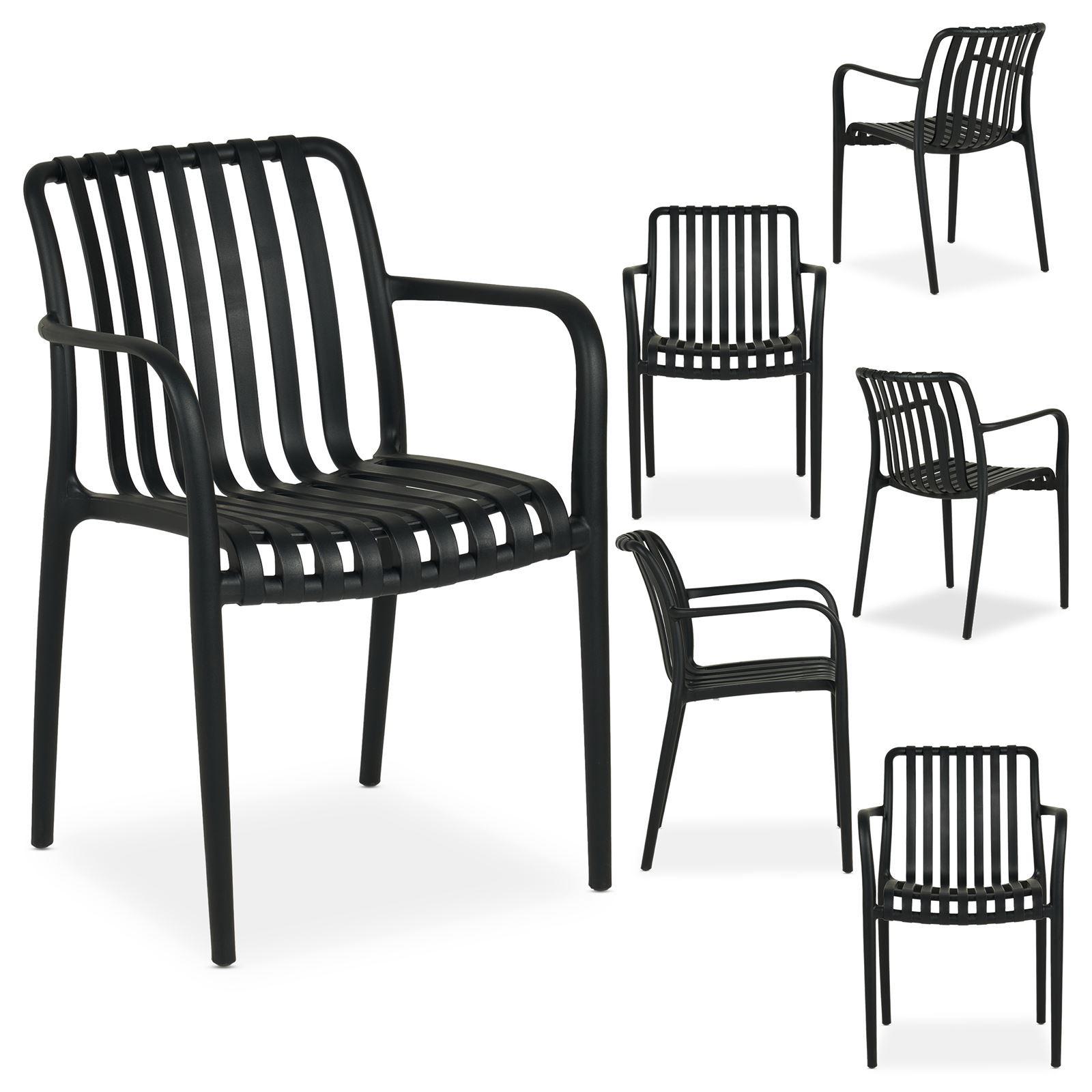 GARTENSTÜHLE TULIPANO 6er-Set schwarz - Schwarz, Textil (55/82/59cm) - IDIMEX
