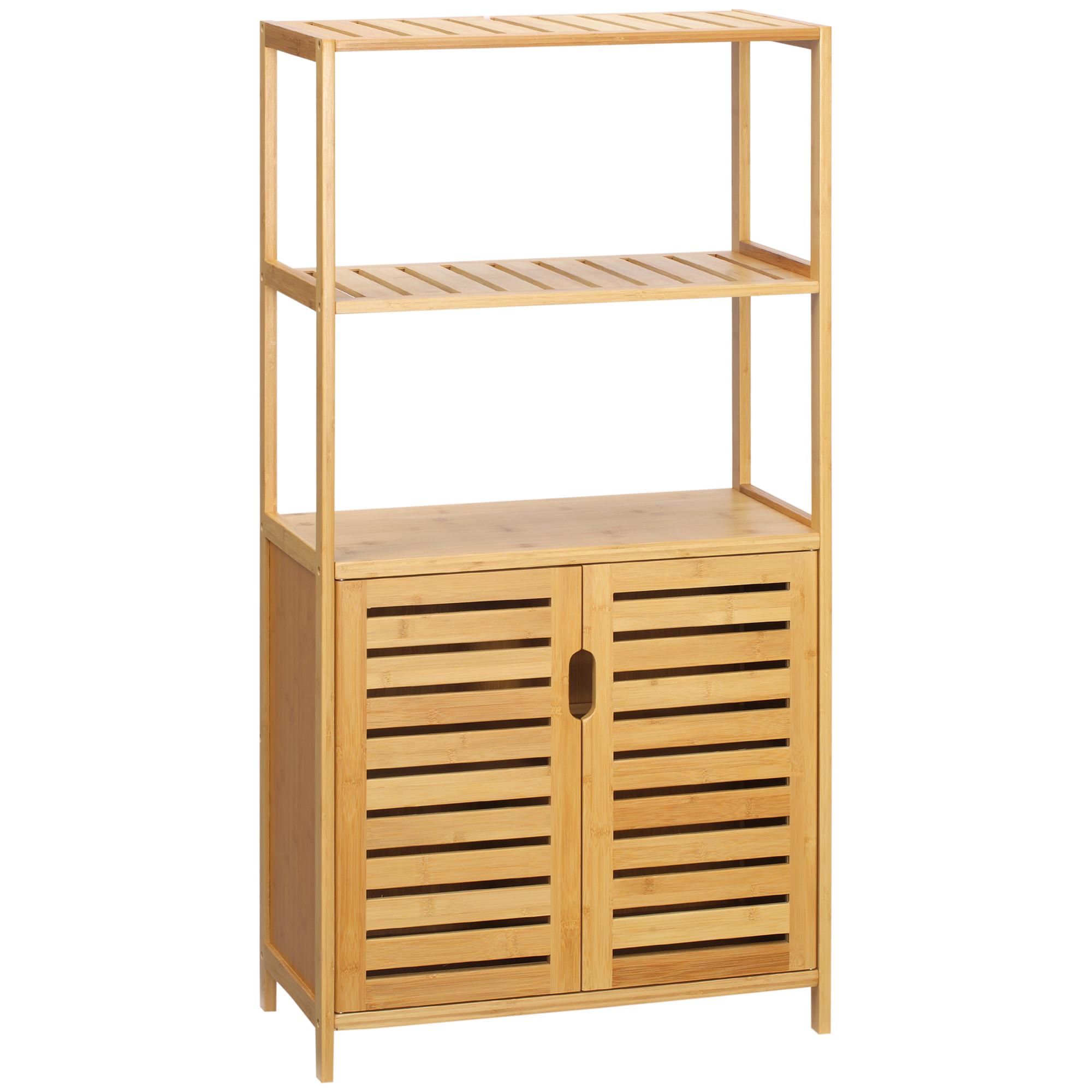 BADEZIMMERSCHRANK Bambus Naturholz - Naturfarben, Holz (30/120/60cm) - Kleankin