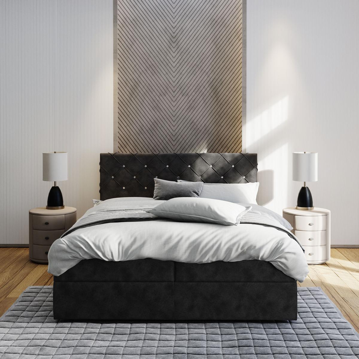 BOXBETT RIVA 180x200 cm mit Matratze und Topper, H2+H3 - Grau - Grau, Holz (180/200cm) - MASSENO