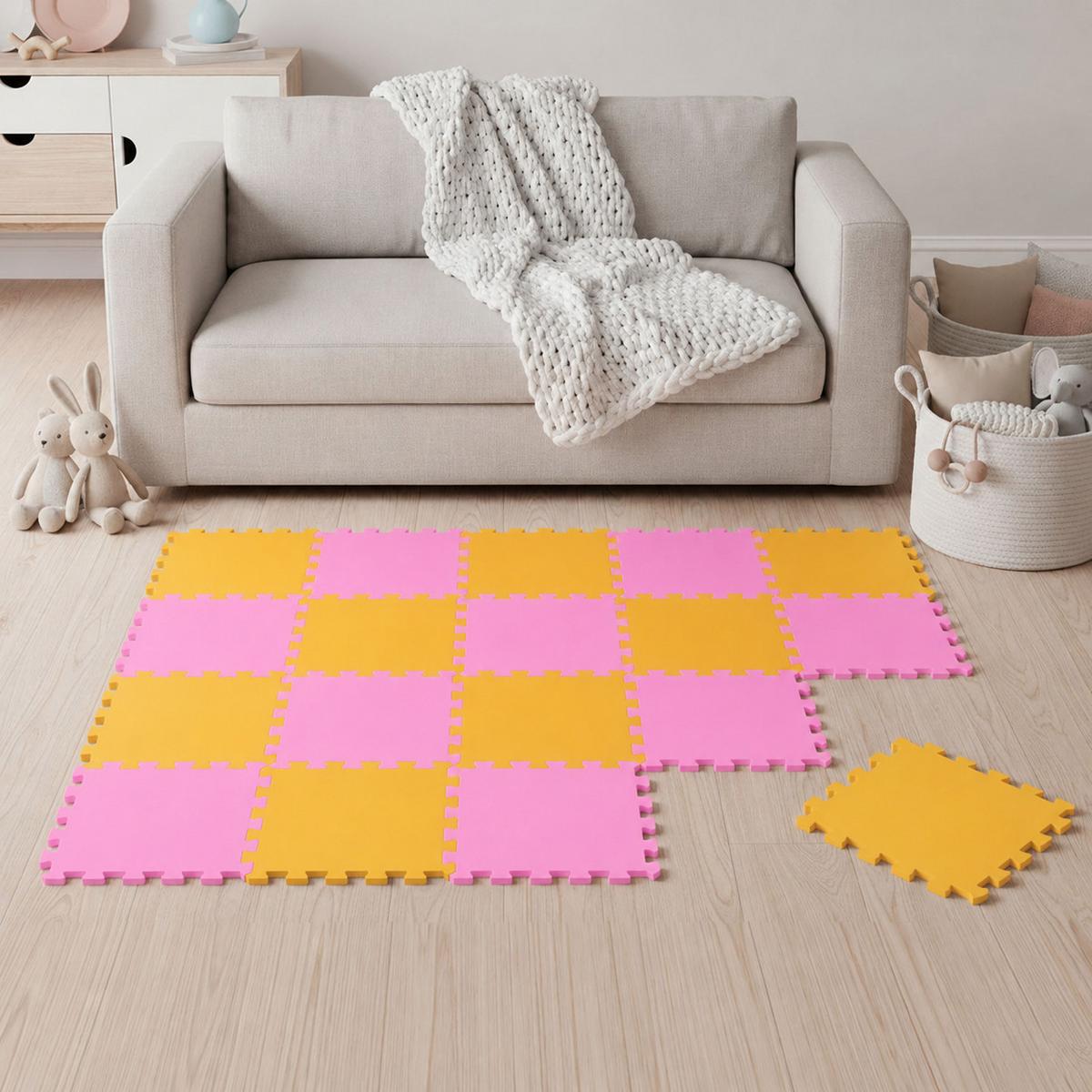 SPIELMATTE ab Null - 180/90/1 cm Puzzlematte Pink - Multicolor, Kunststoff (30/30cm) - Littletom