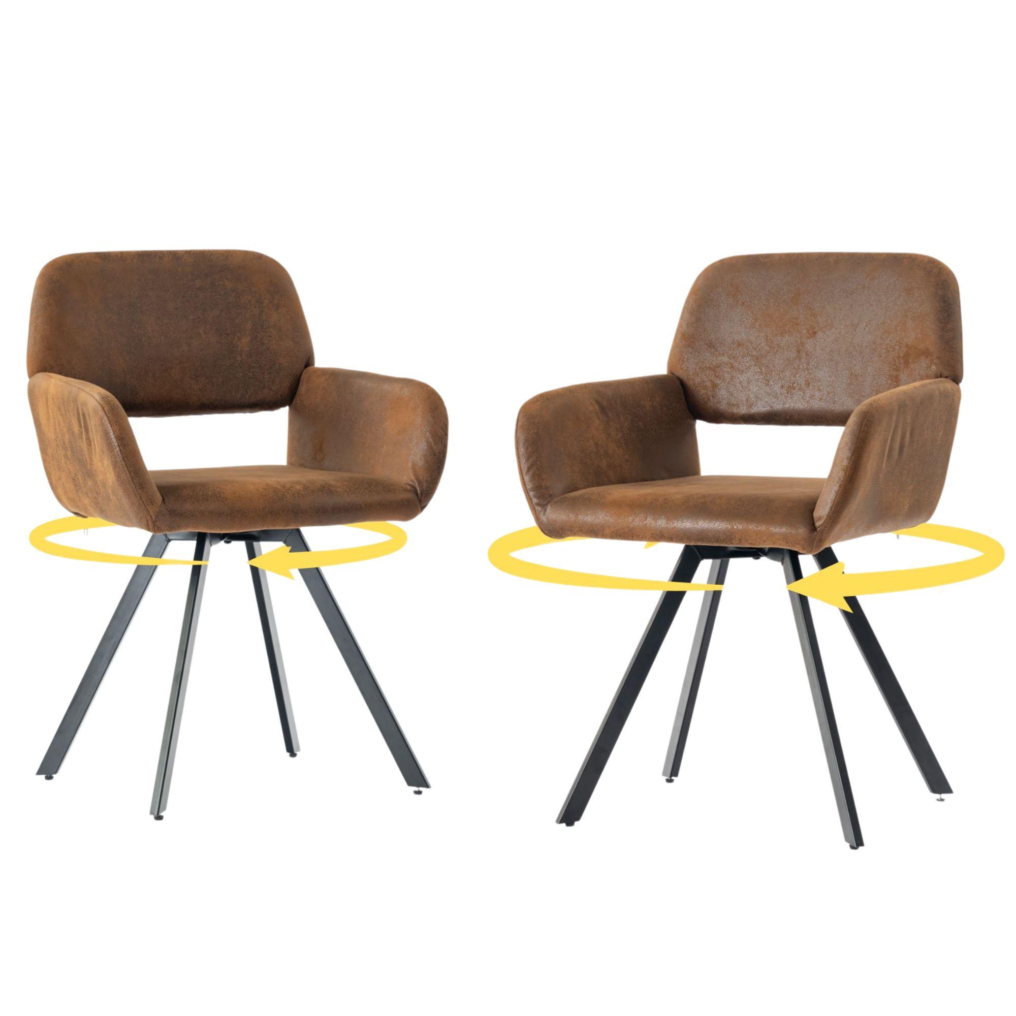 ARMLEHNSTUHL-SET 2 Stück braun Drehung - Braun, Holzwerkstoff/Textil (57/82/53cm) - Urban Meuble
