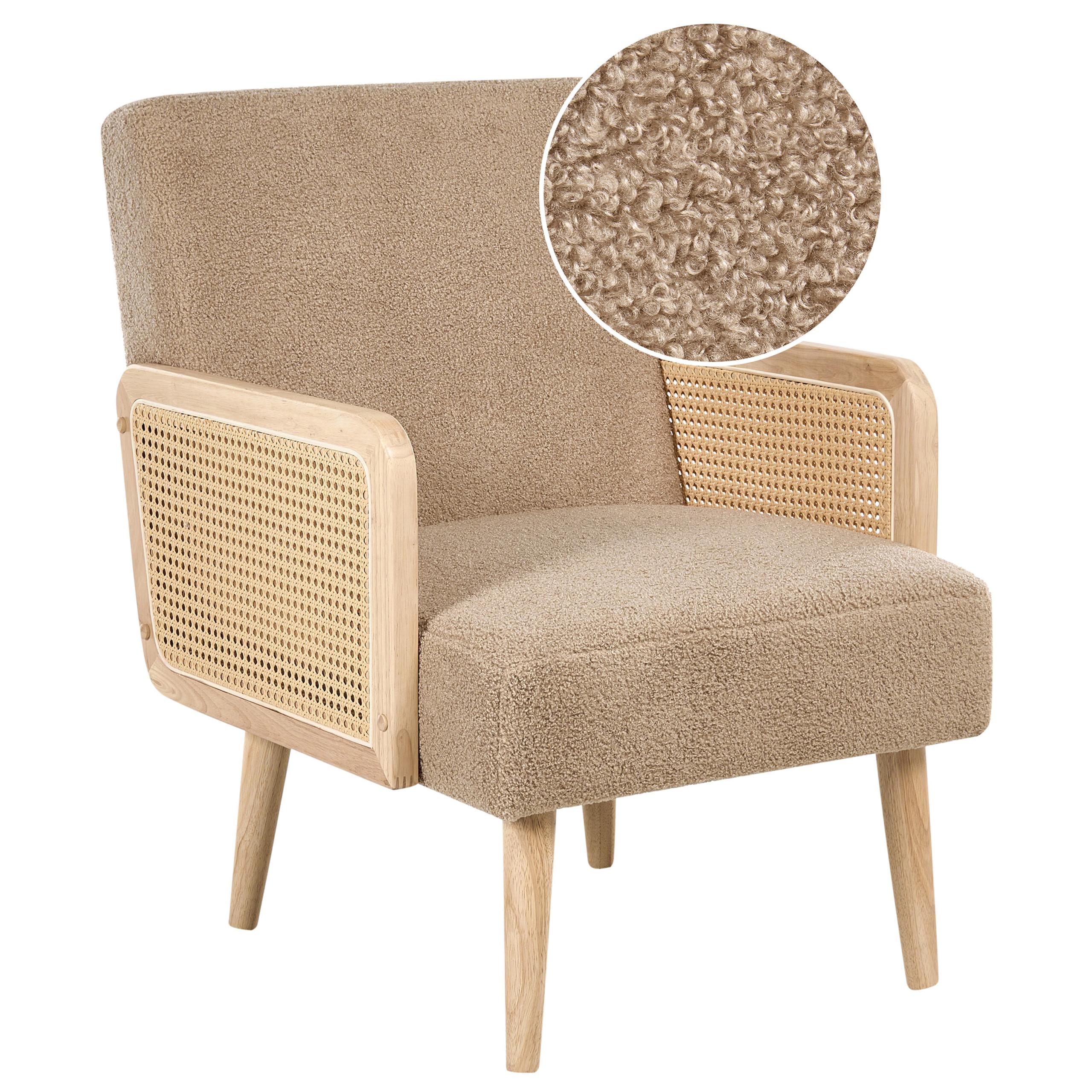 SESSEL Sandbeige Hojby - Sandfarben/Braun, Textil (61/82/74cm) - Beliani