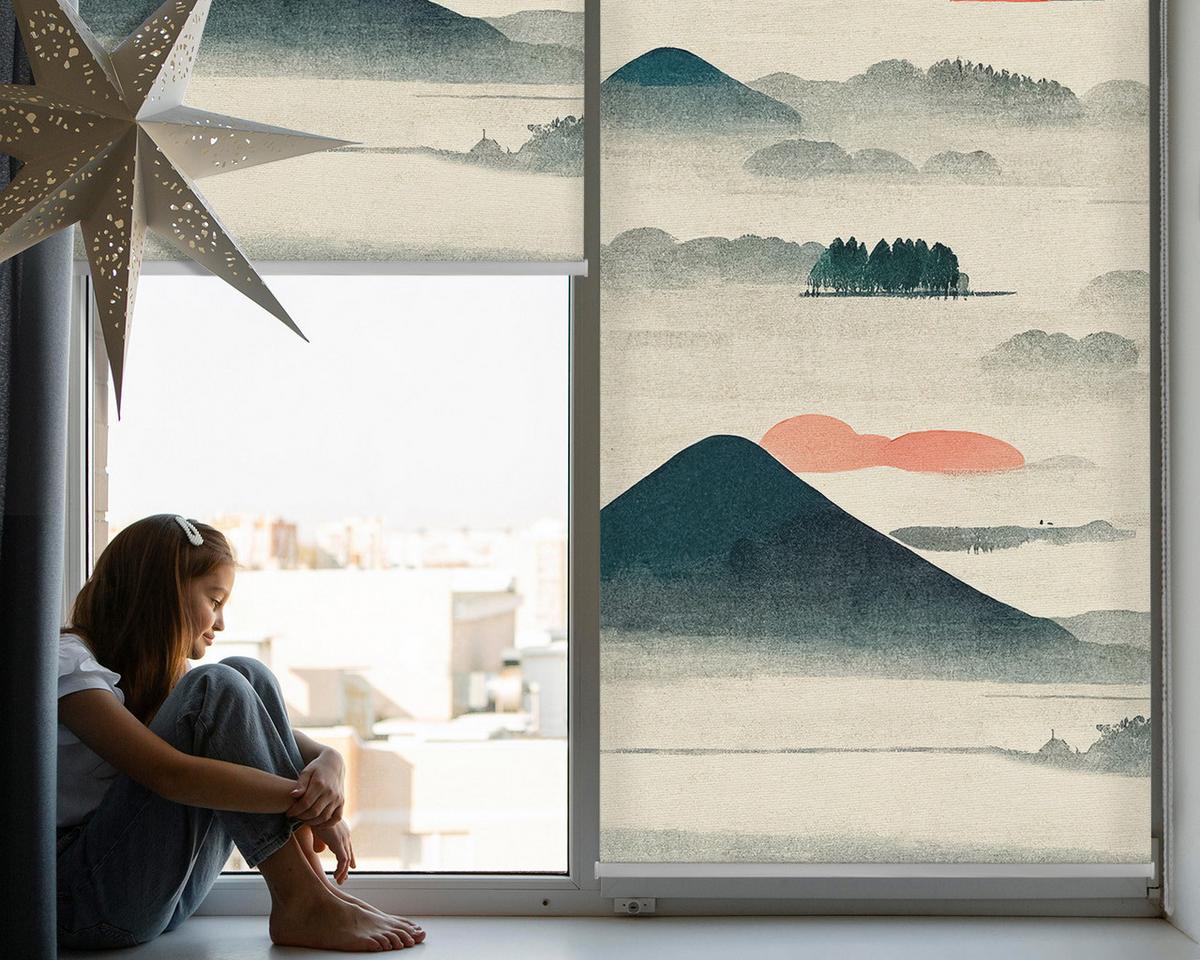 INNENROLLO - Fensterrollo - Rollo - 90x140 cm - Bemalte Berge - Braun, Kunststoff (90/140/0.5cm) - TULUP