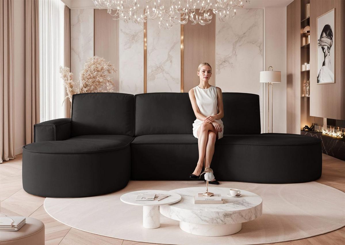 ECKSOFA Arlet Mit Schlaffunktion - Schwarz, Holzwerkstoff/Textil (277/156cm) - Fun Möbel