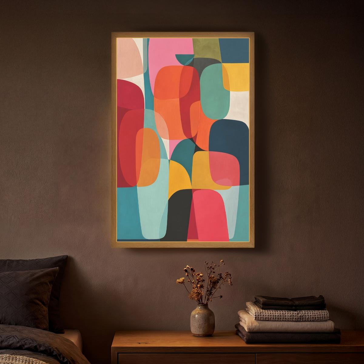 WANDLEUCHTE MIT AKKU Formen - Bunt - Abstrakt - Flugzeuge 40x60 cm - Multicolor, Holzwerkstoff (40/60/8cm) - OnlyWow