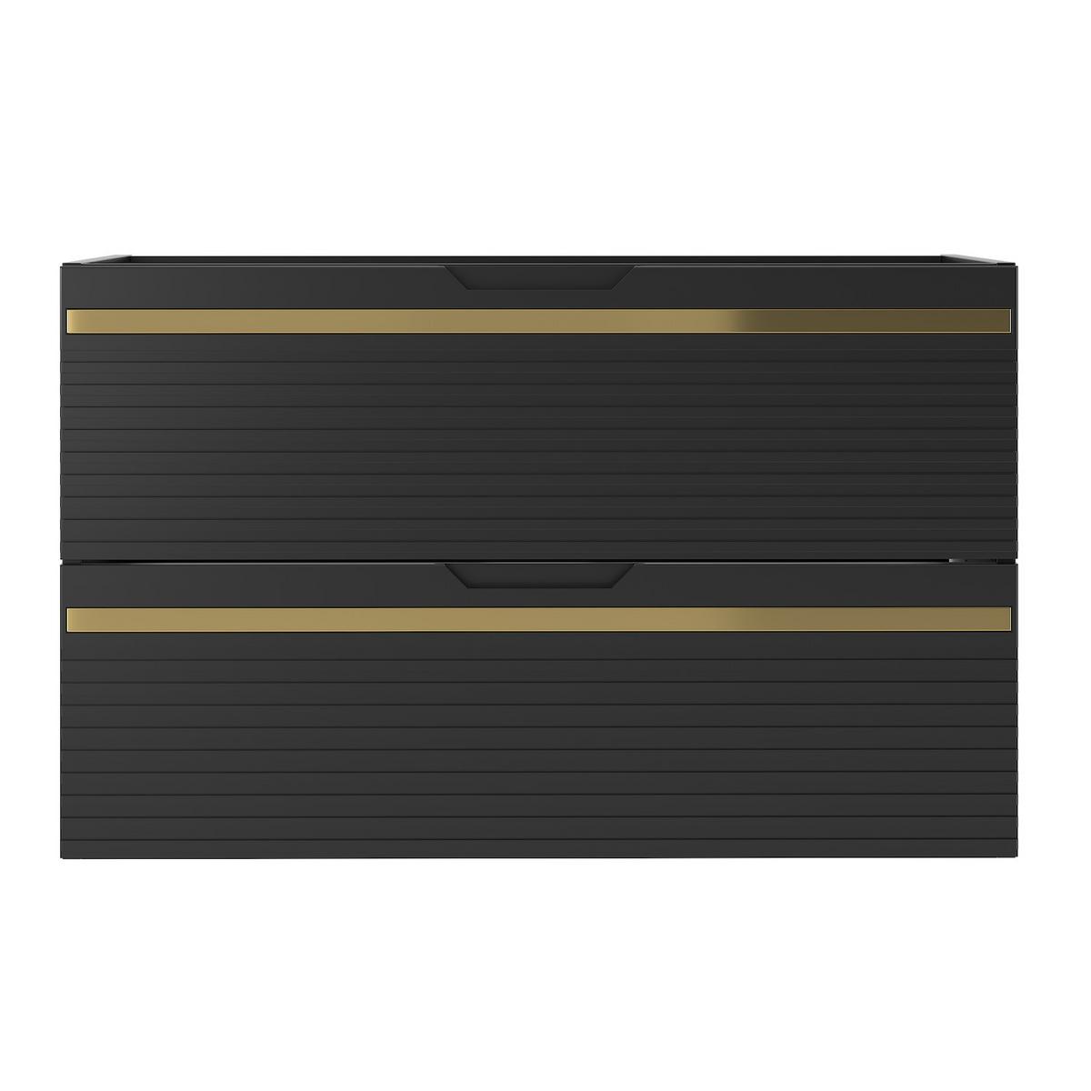 WASCHBECKENUNTERSCHRANK Varo 2 Schubladen Schwarz Matt - 80 x 46 x 52 cm - Schwarz, Holz (80/46/50cm) - Badplaats
