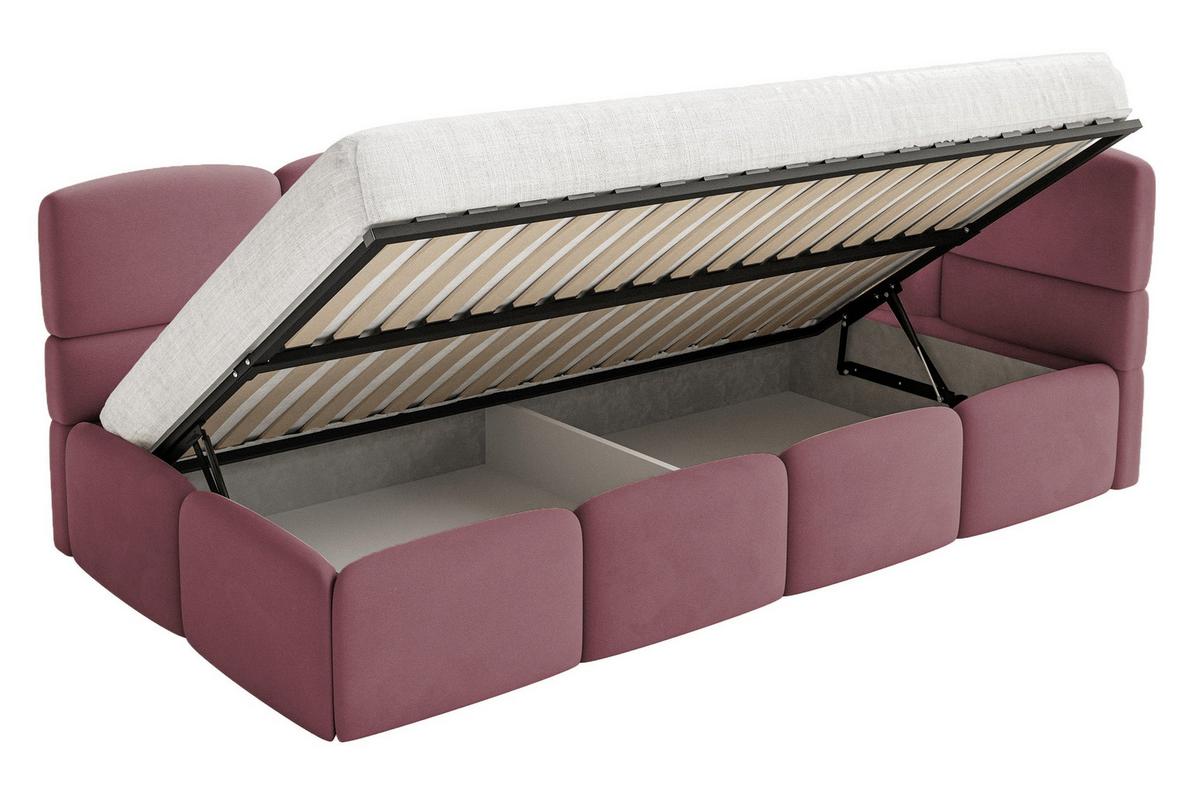 JUGENDBETT Cloudy Rosa 120 x 200 cm - Pink/Schwarz, Kunststoff/Textil (120/200cm) - Selsey