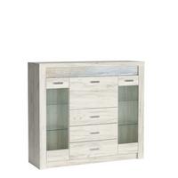 VITRINE ZERI 122 / 137 cm in Eiche Bianco - Eiche Bianco, Holzwerkstoff (137/122/42cm) - MASSENO